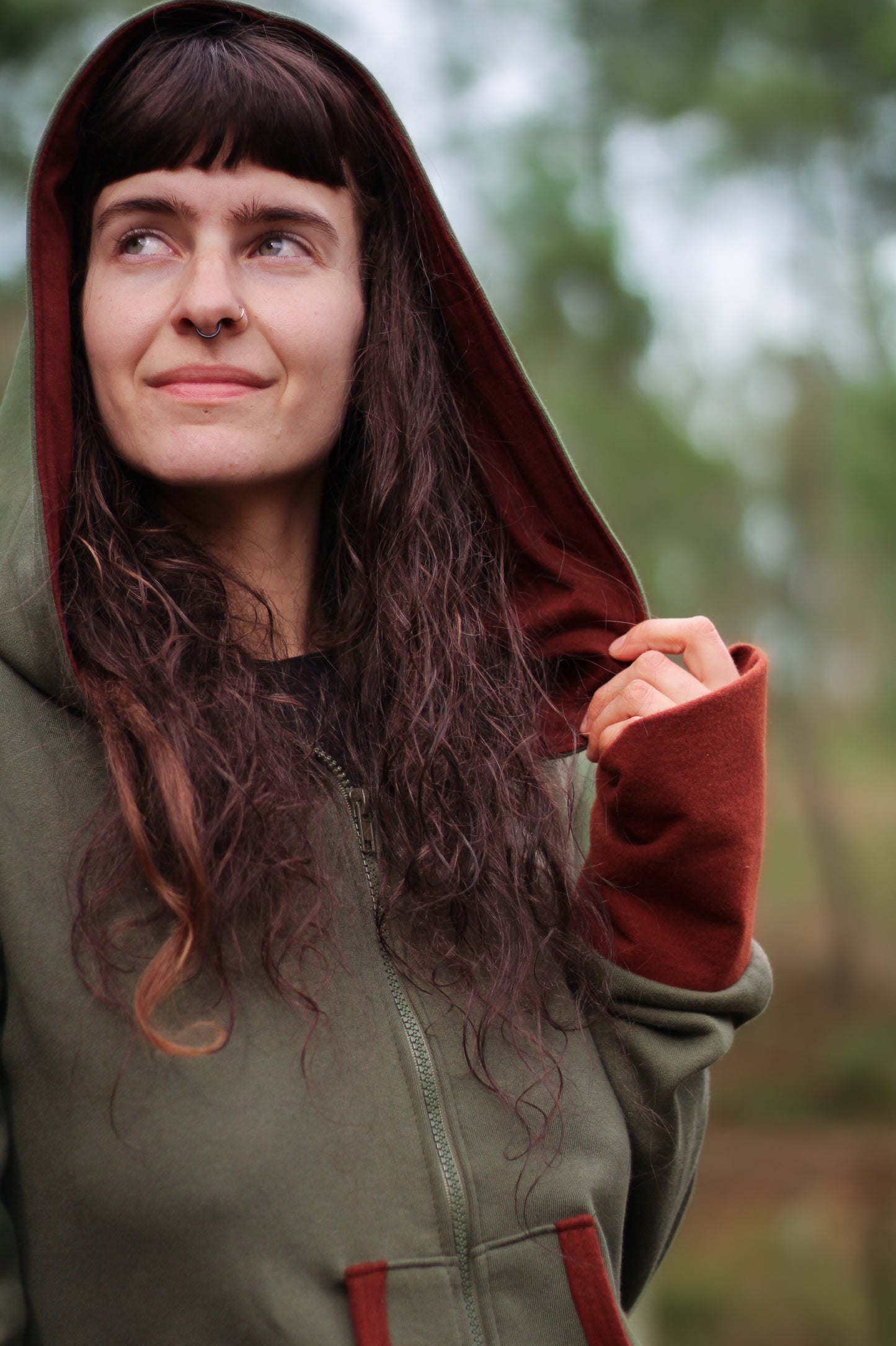 LAVENDER Coat | Green & Burnt Orange