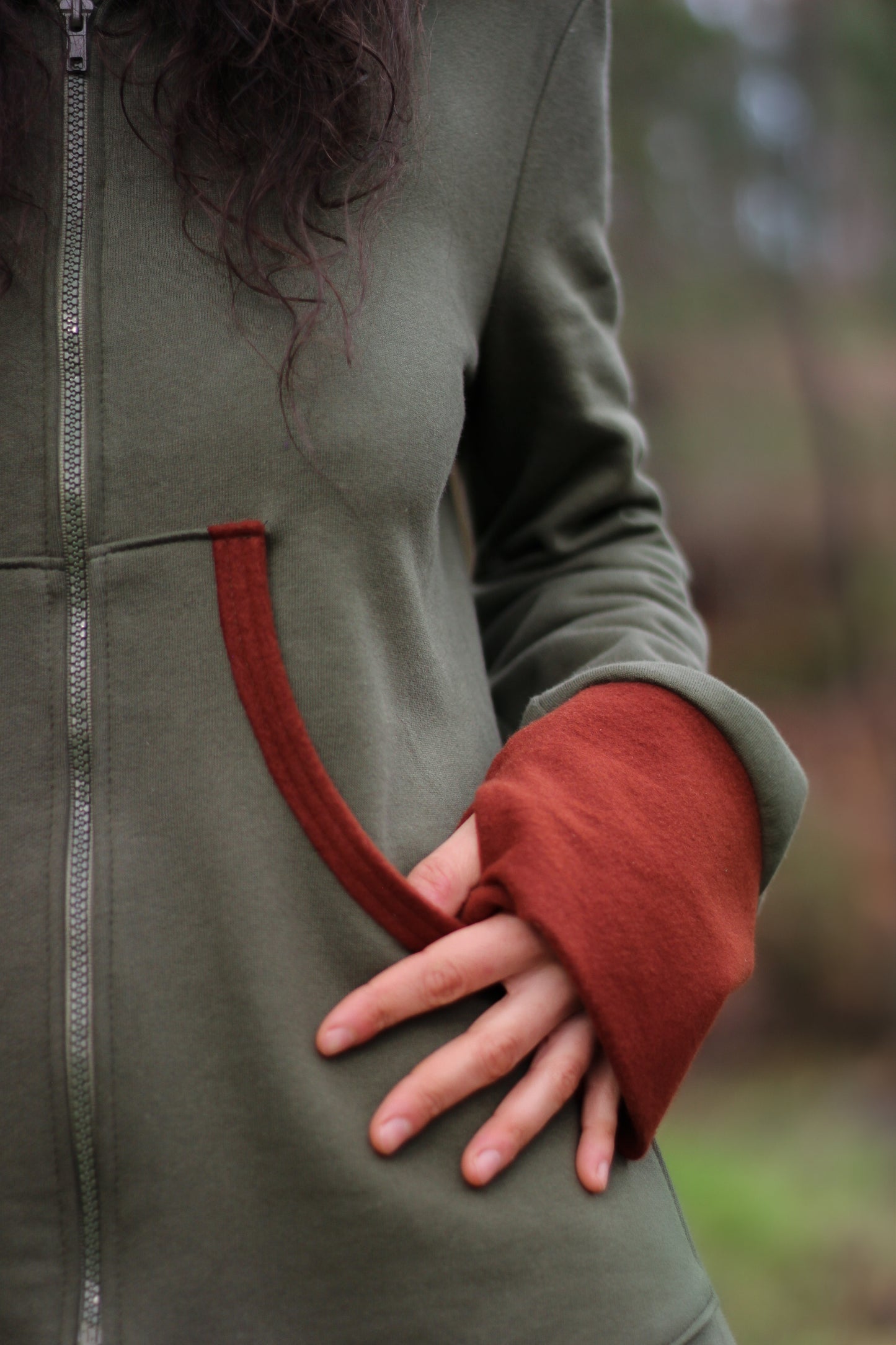 LAVENDER Coat | Green & Burnt Orange