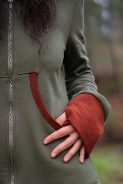 LAVENDER Coat | Green & Burnt Orange