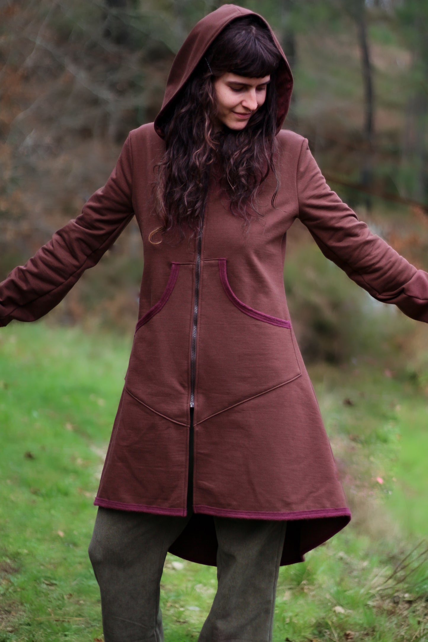 LAVENDER Coat | Brown & Cherry