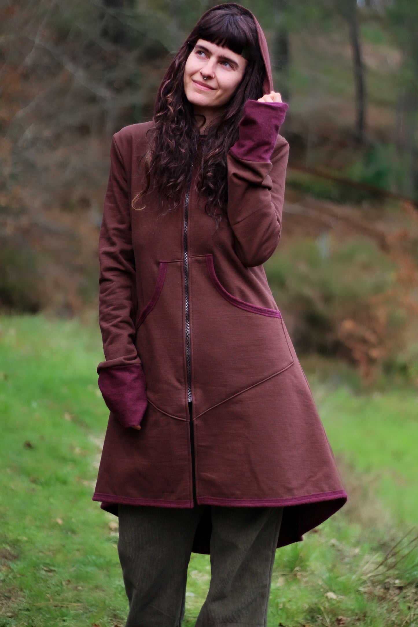 LAVENDER Coat | Brown & Cherry