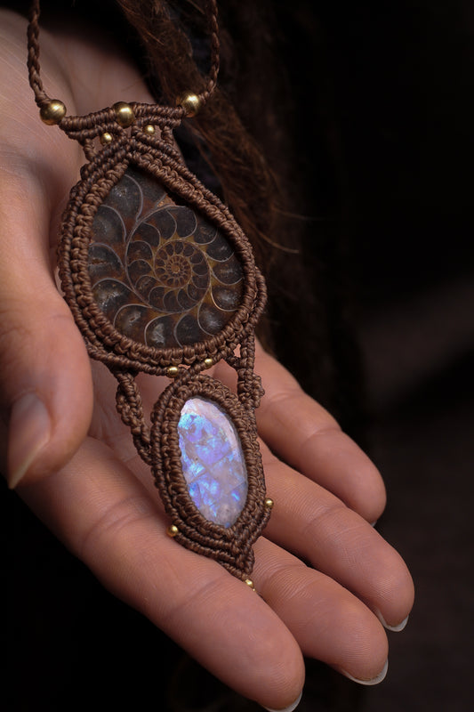 Ammonite & Moonstone pendant