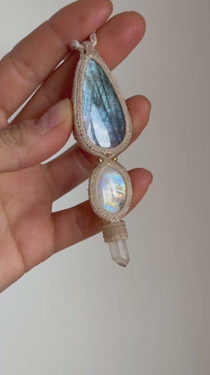 Labradorite, Moonstone & Quartz Pendant | Soul Collection