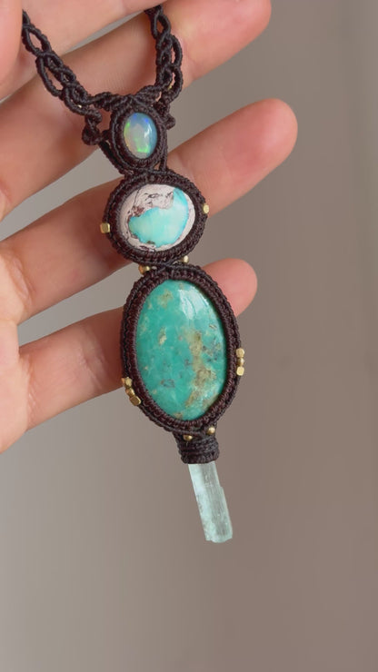 Opal, Turquoise & Aquamarine Pendant | Soul Collection