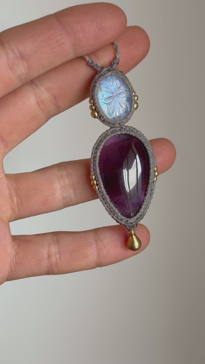 Moonstone & Amethyst Pendant | Soul Collection