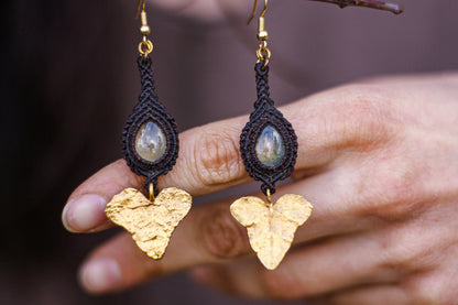 Leaf Prehnite earrings | Gold