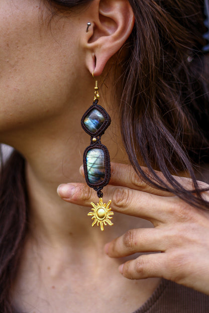 Sun earrings | Labradorite