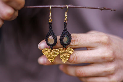 Leaf Prehnite earrings | Gold