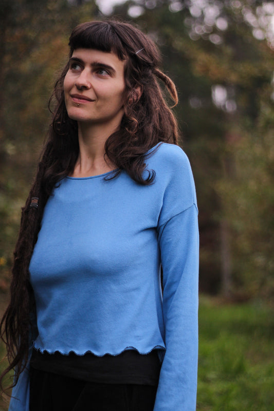 CALENDULA Long Sleeve Crop | Blue