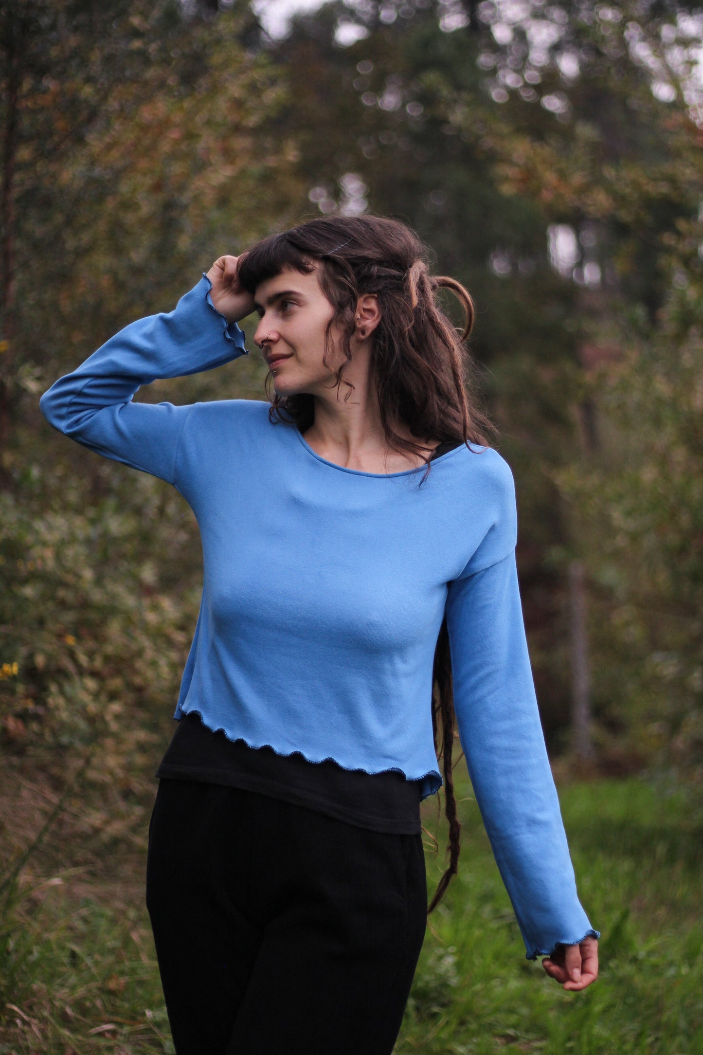 CALENDULA Long Sleeve Crop | Blue