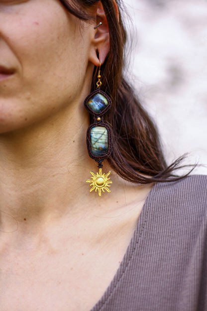 Sun earrings | Labradorite