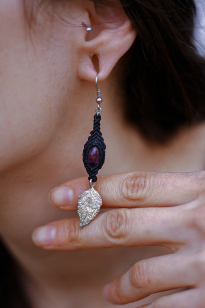 Leaf amethyst earrings | Silver